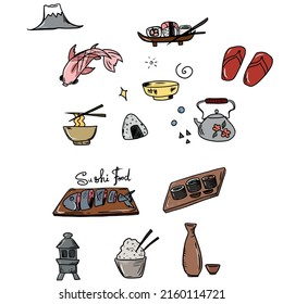 Vector children's illustration on hand-drawn,for banners stickers, a set of items