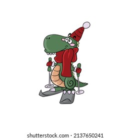 Vector children's image on a white isolated background for banners, postcards, stickers.Cute and funny dinosaur