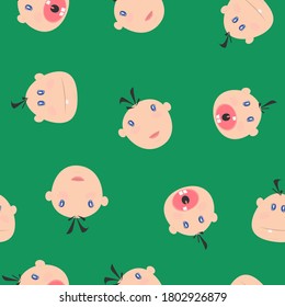 Vector children's seamless pattern. Baby face.