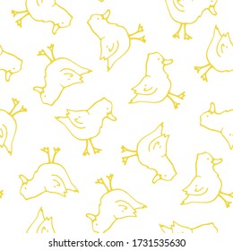 vector children's seamless pattern with hand-drawn cartoon ducks. it can be used as Wallpaper, background, print, textile design, notebooks, phone cases, packaging paper, and more. cute ducklings