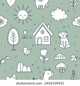 Vector Children's Seamless Pattern Kid Baby Print