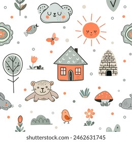 Vector Children's Seamless Pattern Kid Baby Print