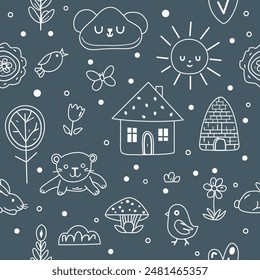 Vector Children's Seamless Pattern Kid Baby Print