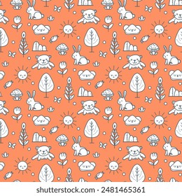 Vector Children's Seamless Pattern Kid Baby Print