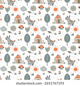 Vector Children's Seamless Pattern Kid Baby Print