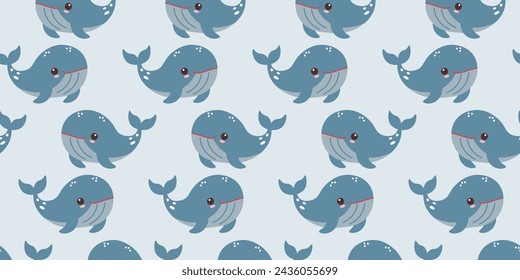 Vector children's seamless repeating with whales. Marine inhabitants. a simple flat pattern.