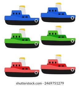 Vector children's toy boat, steamship flat isolated on white background