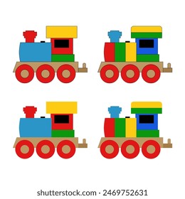 Vector children's toy locomotive isolated on white background