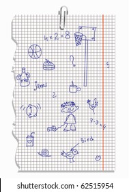 Vector child's notebook page