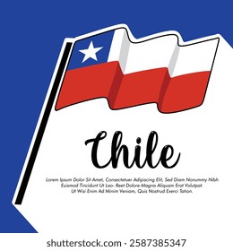 Vector Chile flag banner Chile flag Vector illustration design Chile independence day banner design 