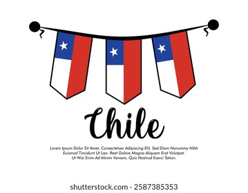 Vector Chile flag banner Chile flag Vector illustration design Chile national day banner design 