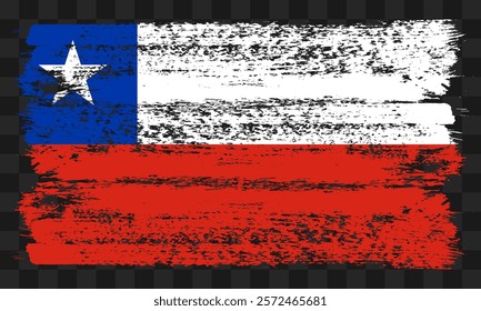 Vector Chile flag in grunge style on transparent background