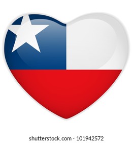 Vector - Chile Flag Heart Glossy Button