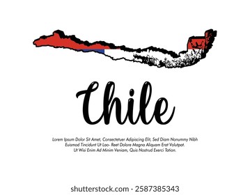 Vector Chile flag or map banner Chile flag with white background Vector illustration Chile independence day banner design 