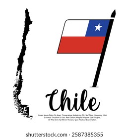 Vector Chile flag or map banner Chile flag with white background Vector illustration design Chile independence day banner design 