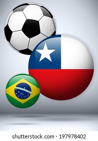 Vector - Chile Flag with Soccer Ball Background