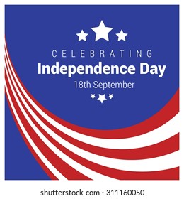 Vector Chile Independence Day 18 September Celebration Card. abstract red and white lines on blue background Illustration