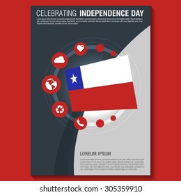 Vector Chile Independence Day Flyer template. Creative Brochure Title Page. National Day Leaflet design element. vector illustration