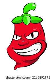 vector chili with devil face evil smile