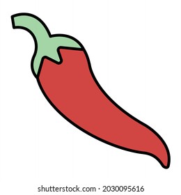 Vector Chili Pepper Filled Outline Icon Design
