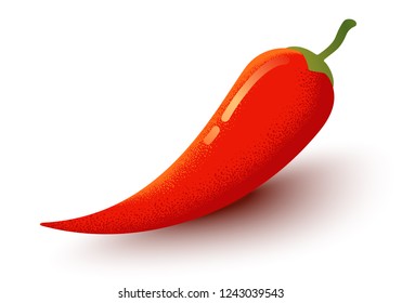 Vector chilli pepper in retro style. Vector vintage emblem with red chili pepper. Chilli logo