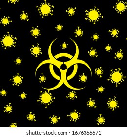 Vektorillustration China Coronavirus Nahtloser Hintergrund. Hintergrund mit Coronavirus-Bakterien und Biogefährdungszeichen