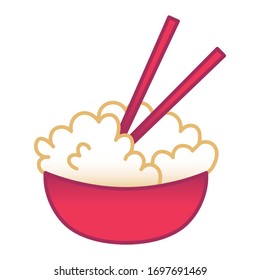 Vector China Cute Cartoon Chinese White Rice Isolated