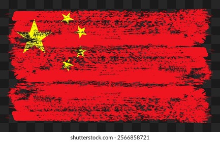 Vector China flag in grunge style on transparent background