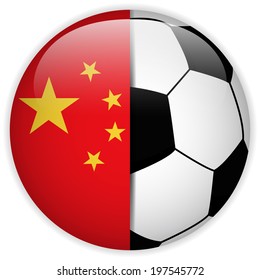 Vector - China Flag with Soccer Ball Background