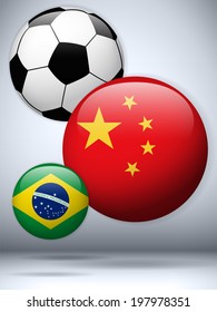 Vector - China Flag with Soccer Ball Background