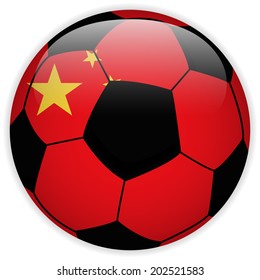 Vector - China Flag with Soccer Ball Background