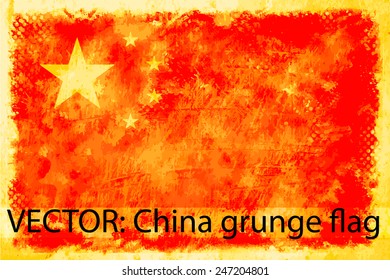 VECTOR: China grunge flag on the vintage paper using  for background
