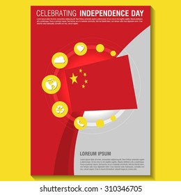 Vector China Independence Day Flyer template. Creative Brochure Title Page. National Day Leaflet design element. vector illustration