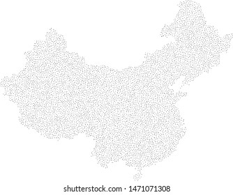 Vector China map filled with a texture of randomly arranged gray circles
