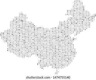 Vector China map filled with a texture of vertically arranged gray circles