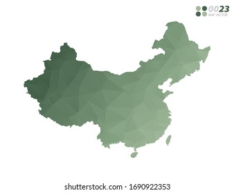 Vector of China map green polygon triangle mosaic with white background. style gradient.