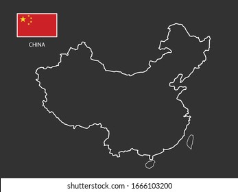 vector China map thin line style.