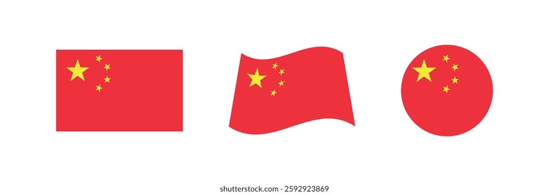Vector China National Flag icon collection. Flag set of China various styles.