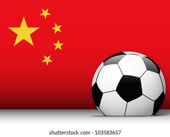Vector - China Soccer Ball with Flag Background
