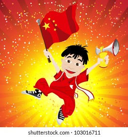 Vector - China Sport Fan with Flag and Horn