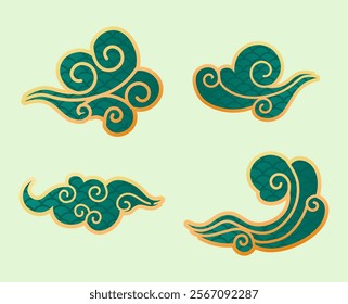 Vector : Chinese Art Cloud Style Illustration Ornament - For Decorative Sticker Graphic Design