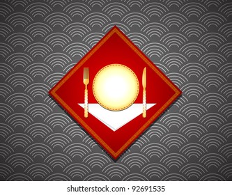 Vector Chinese background with cutlery