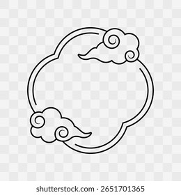 Vector chinese border with traditional oriental clouds decorated curly lines. Decorative frame for poster, cultural greeting, festival, logo design 