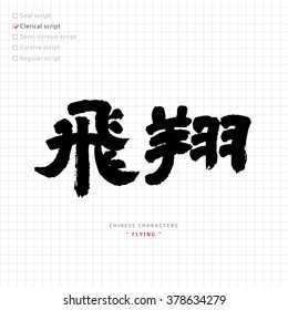 vector Chinese characters, calligraphy hieroglyph / translation meaning : fly, soar