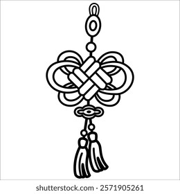 a vector of a Chinese charm in black and white coloring