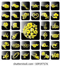 Vector Chinese Cloud Icons Set