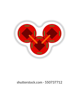 Vector Chinese Copper Coins in paper sticker style