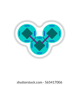 Vector Chinese Copper Coins in paper sticker style