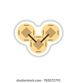 Vector Chinese Copper Coins in paper sticker style