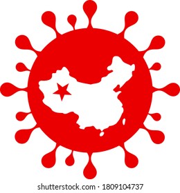 Vector Chinese coronavirus flat icon. Vector pictograph style is a flat symbol Chinese coronavirus icon on a white background.